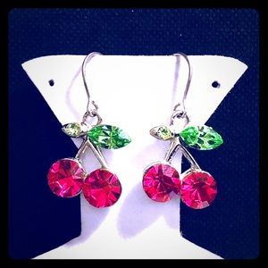 super sparkly pink cherry crystal earrings